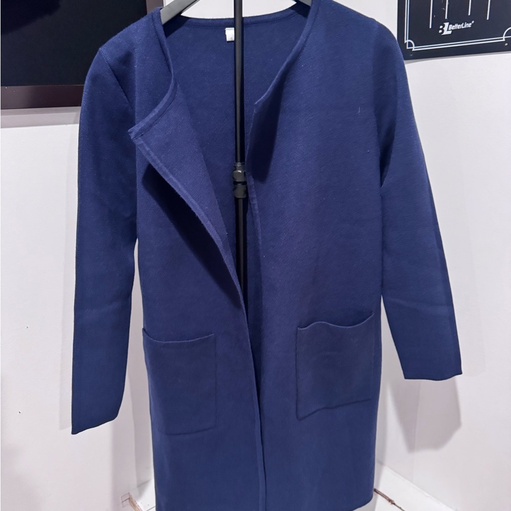 Elegant Navy Open Front Cardigan